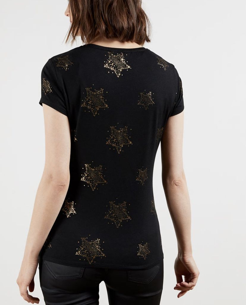 TED BAKER - Áo thun nữ tay ngắn cổ tròn Star Detail Fitted