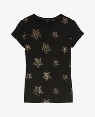 TED BAKER - Áo thun nữ tay ngắn cổ tròn Star Detail Fitted