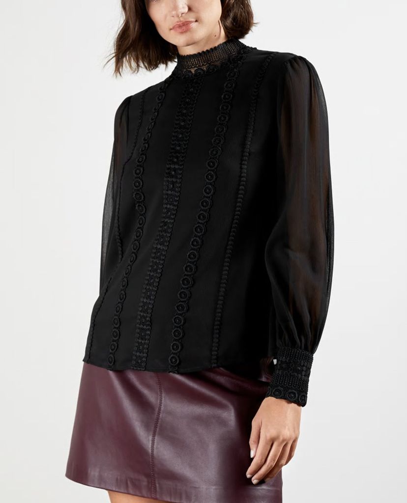 TED BAKER - Áo kiểu nữ tay dài cổ tròn Vessar