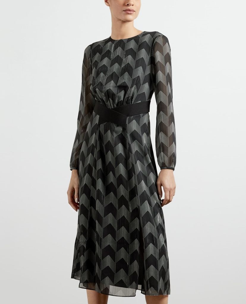 TED BAKER - Đầm mini cổ tròn tay dài Atlas Double Split