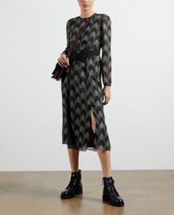 TED BAKER - Đầm mini cổ tròn tay dài Atlas Double Split