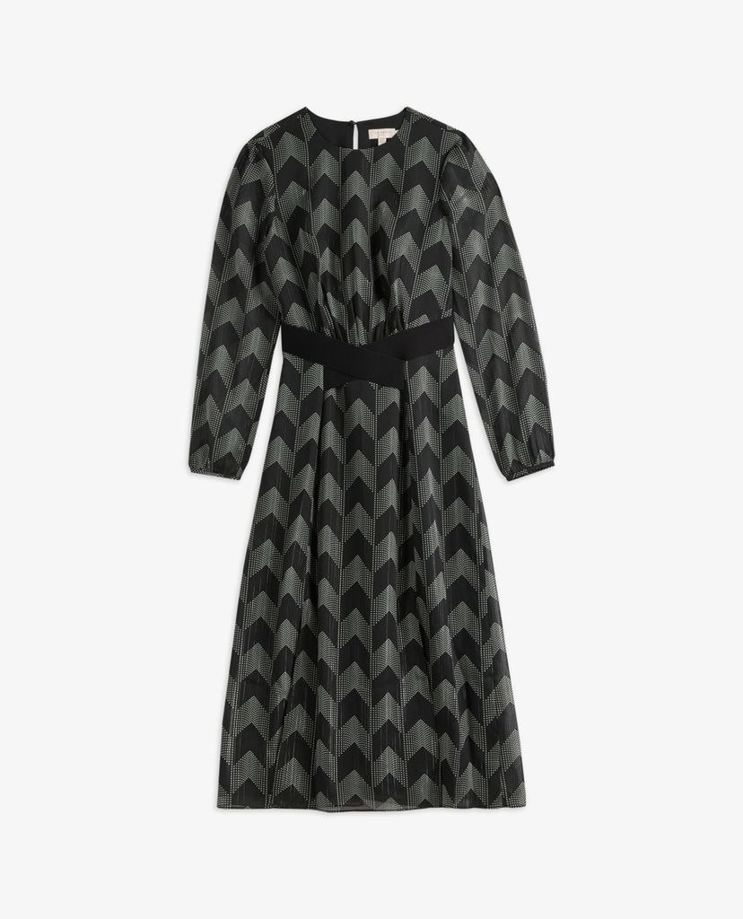 TED BAKER - Đầm mini cổ tròn tay dài Atlas Double Split