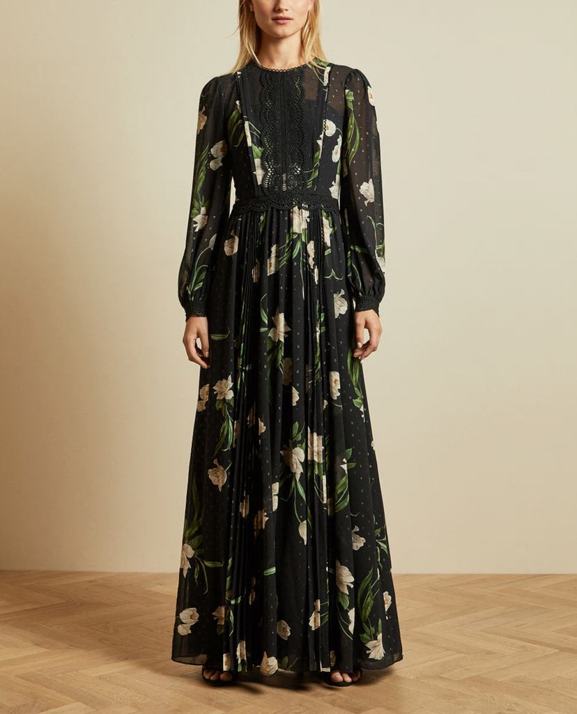 TED BAKER - Đầm maxi tay dài họa tiết hoa Deenha