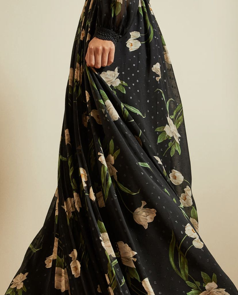 TED BAKER - Đầm maxi tay dài họa tiết hoa Deenha