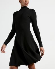 TED BAKER - Đầm midi tay dài cổ trụ Button Detail Skater