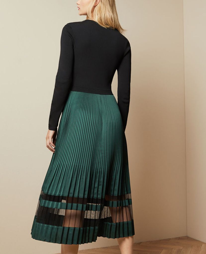 TED BAKER - Đầm midi tay dài xếp li Scarlah