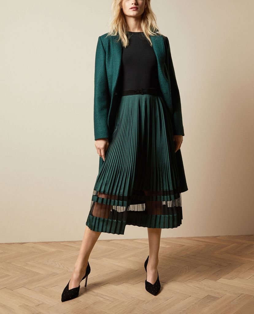 TED BAKER - Đầm midi tay dài xếp li Scarlah