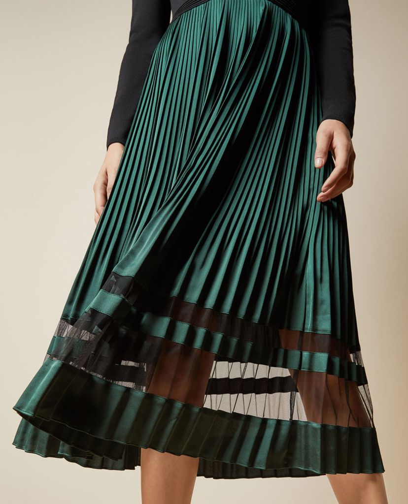 TED BAKER - Đầm midi tay dài xếp li Scarlah