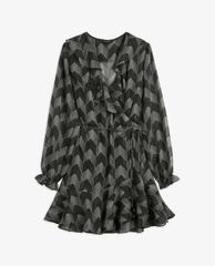 TED BAKER - Đầm mini cổ v tay dài Ruffle Wrap