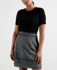 TED BAKER - Đầm mini cổ tròn ngắn tay Boucle Skirt Mini Mockable
