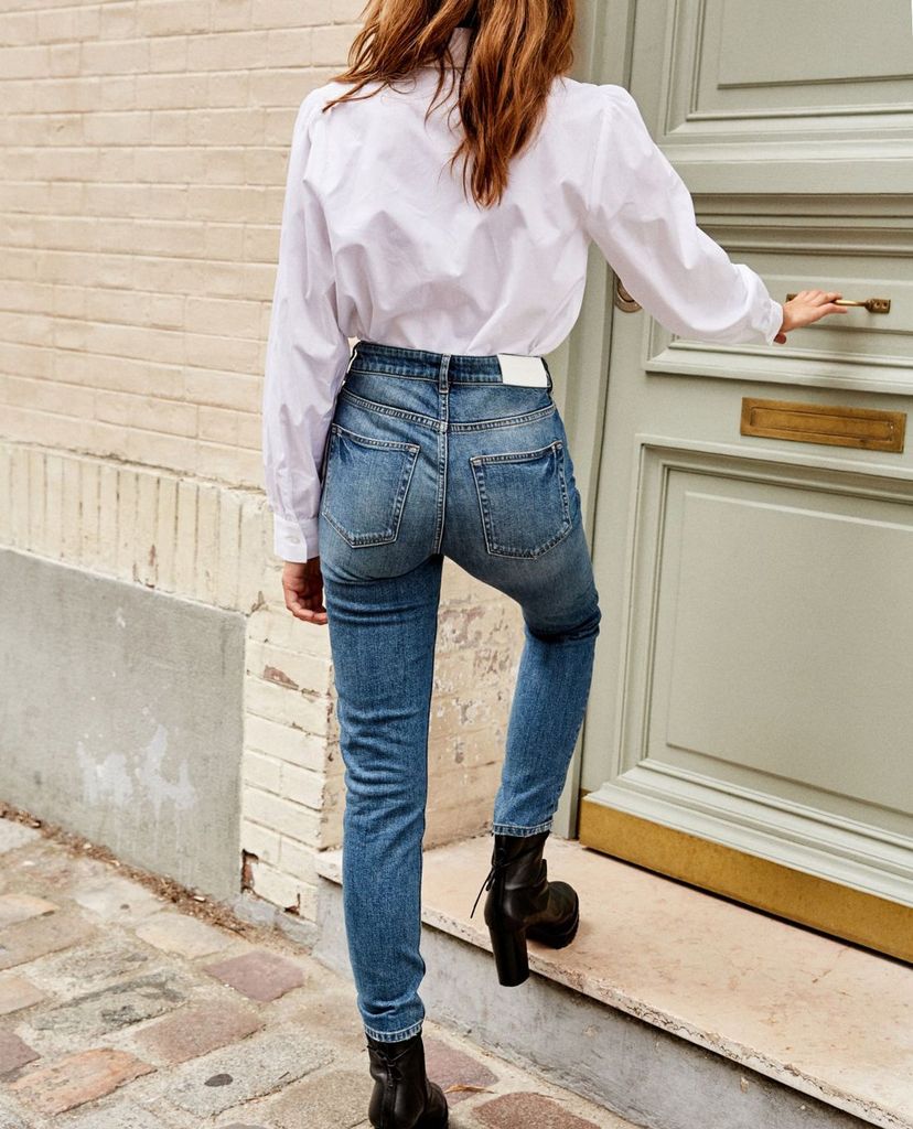 THE KOOPLES - Quần jeans nữ phối nút Fold Over Waist