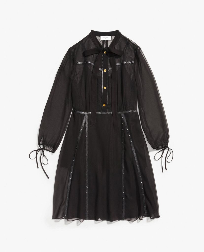 COACH - Đầm mini tay lở phối nơ cổ Button Up
