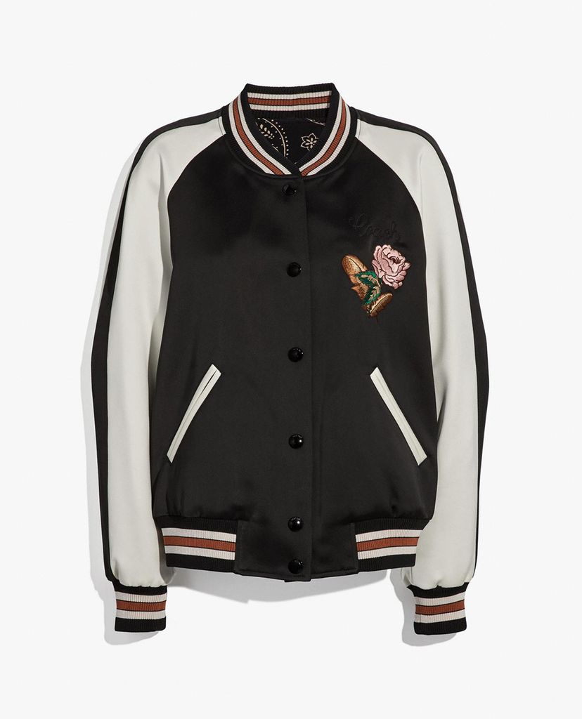 COACH - Áo khoác nữ bóng chày Reversible Varsity