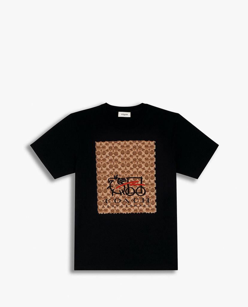 COACH - Áo thun nam cổ tròn ngắn tay Abstract Horse And Carriage Signature