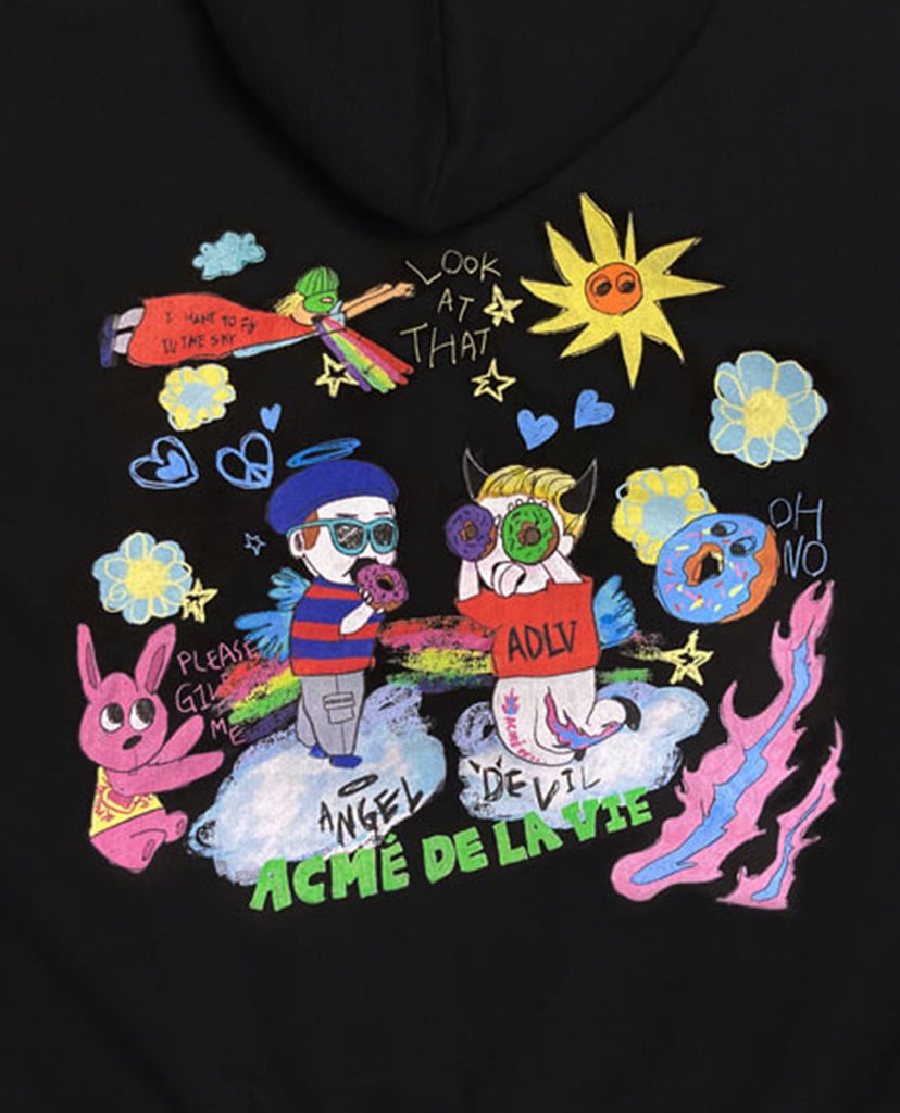 ADLV - Áo hoodie tay dài mũ trùm Angel And Devil