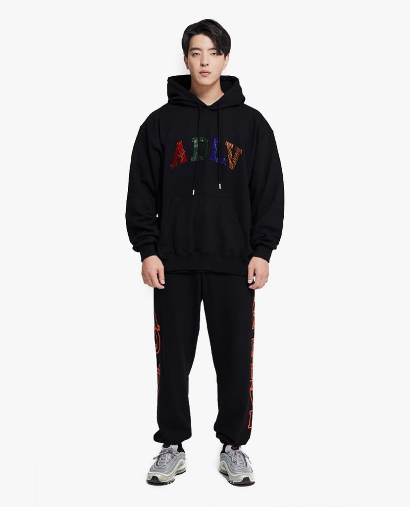 ADLV - Áo hoodie tay dài mũ trùm ADLV Hotfix Crystal