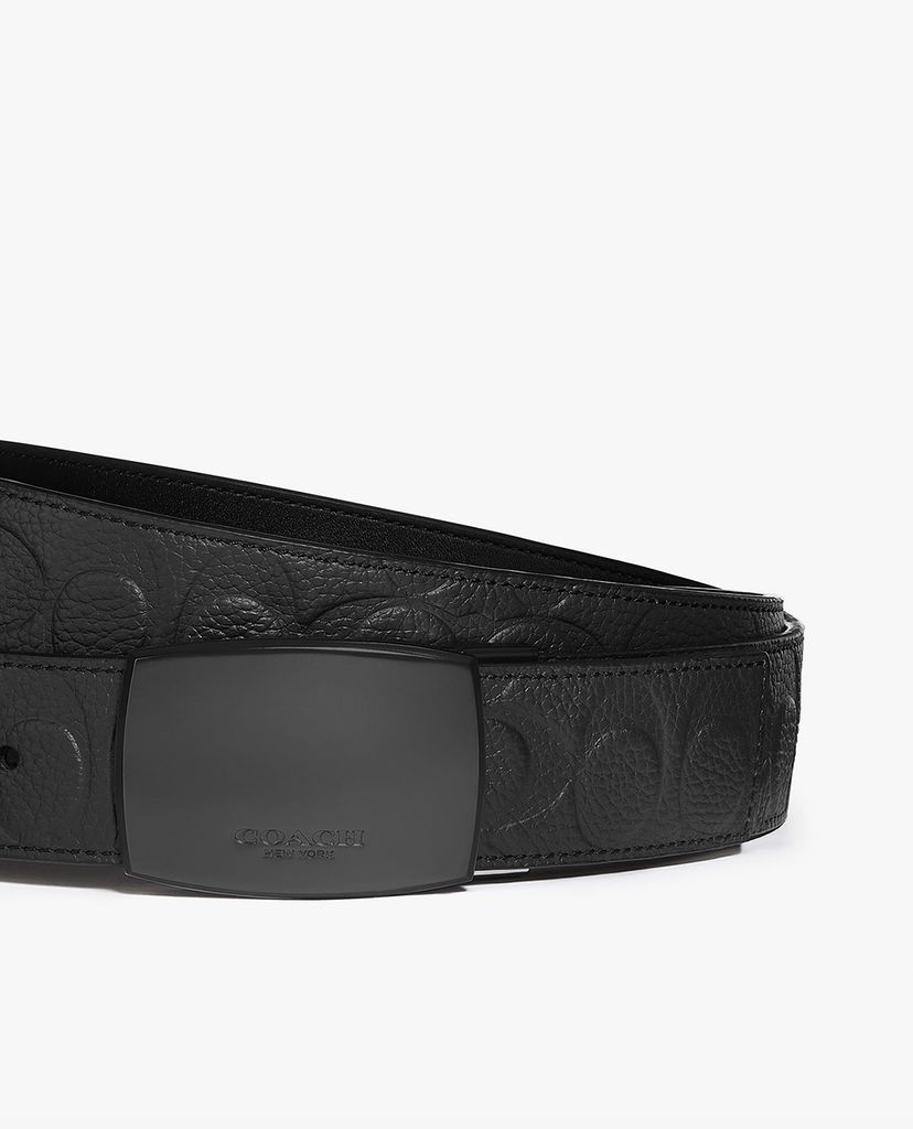 COACH - Thắt lưng nam bản vừa mặt khóa kim loại Plaque Buckle