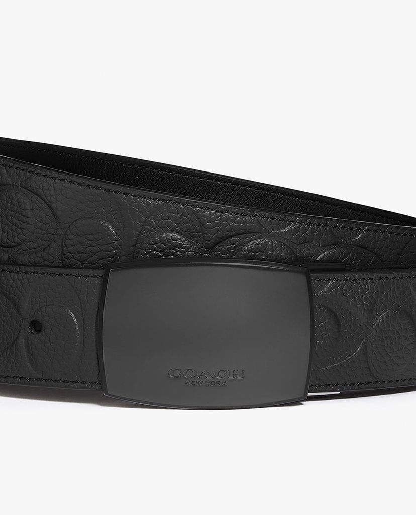 COACH - Thắt lưng nam bản vừa mặt khóa kim loại Plaque Buckle