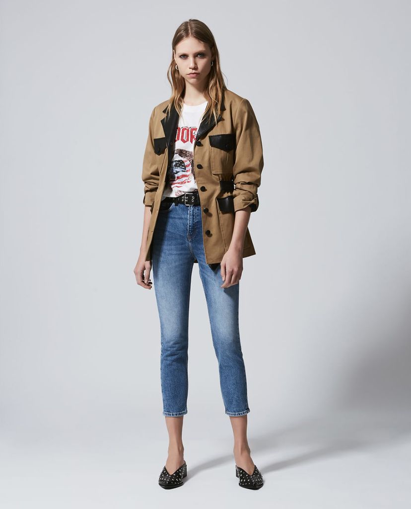 THE KOOPLES - Quần jeans nữ phom slim fit phối thắt lưng da