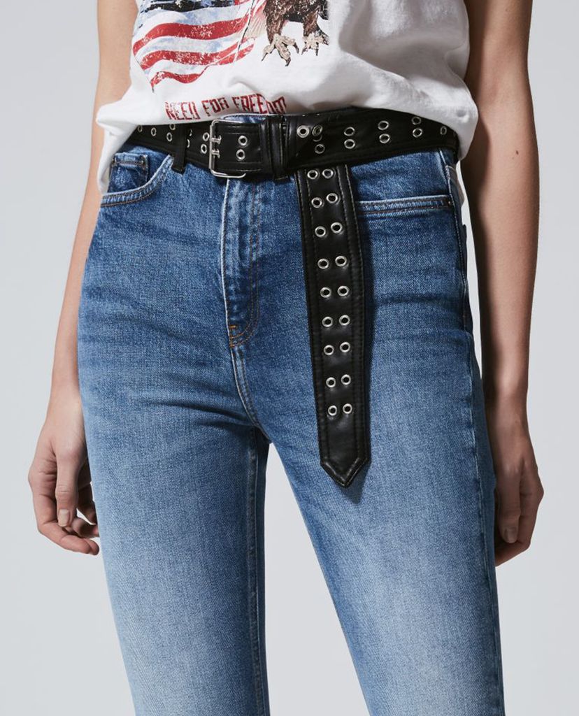 THE KOOPLES - Quần jeans nữ phom slim fit phối thắt lưng da