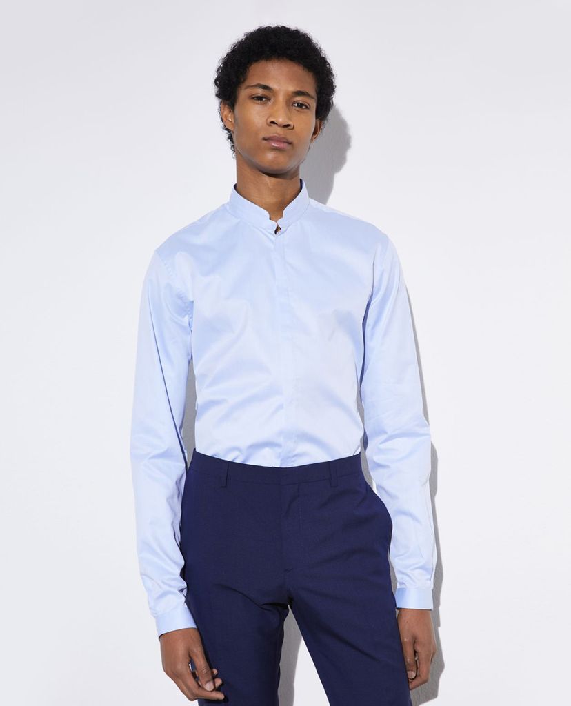 THE KOOPLES - Áo sơ mi nam cổ trụ Plain Cotton Twill