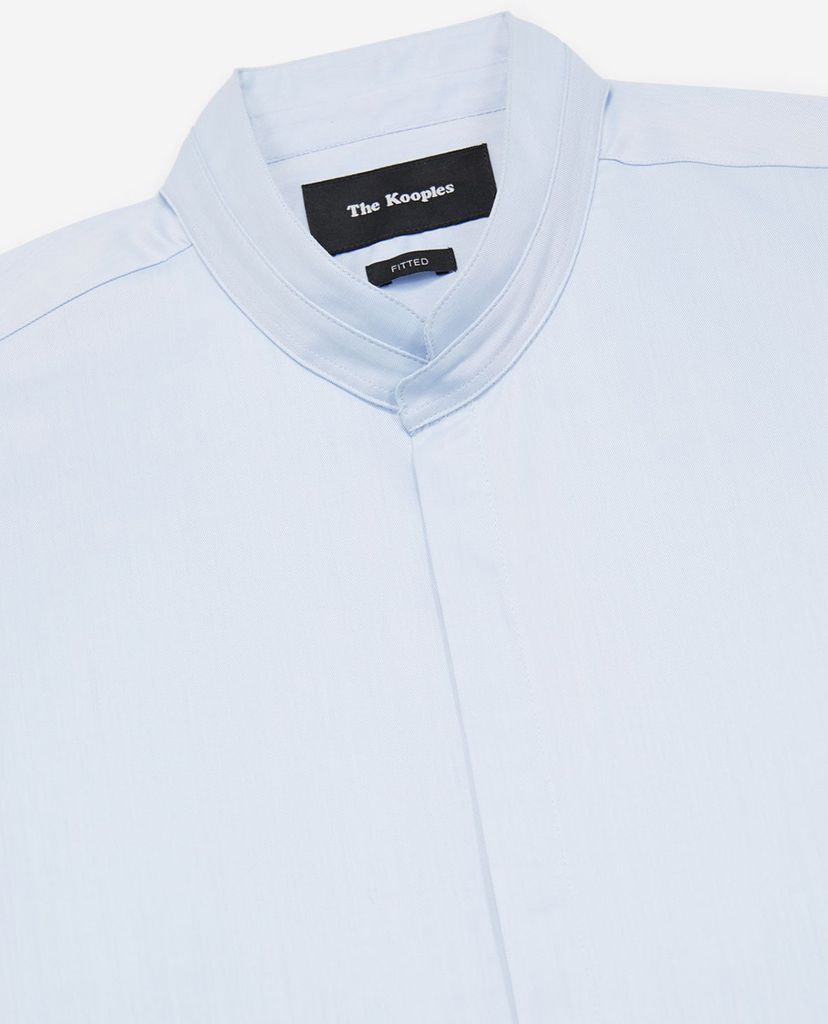 THE KOOPLES - Áo sơ mi nam cổ trụ Plain Cotton Twill