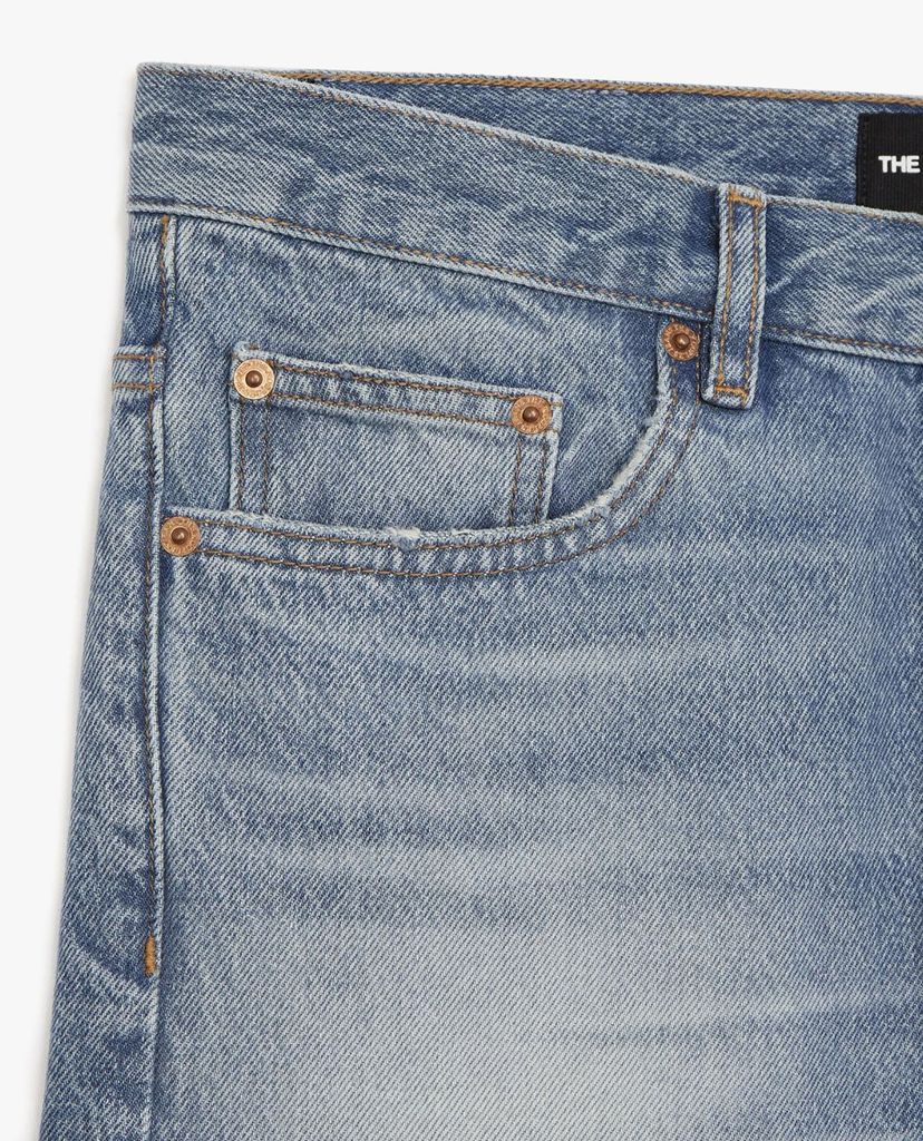 THE KOOPLES - Quần jeans nam denim wash bạc Straight Cut Faded