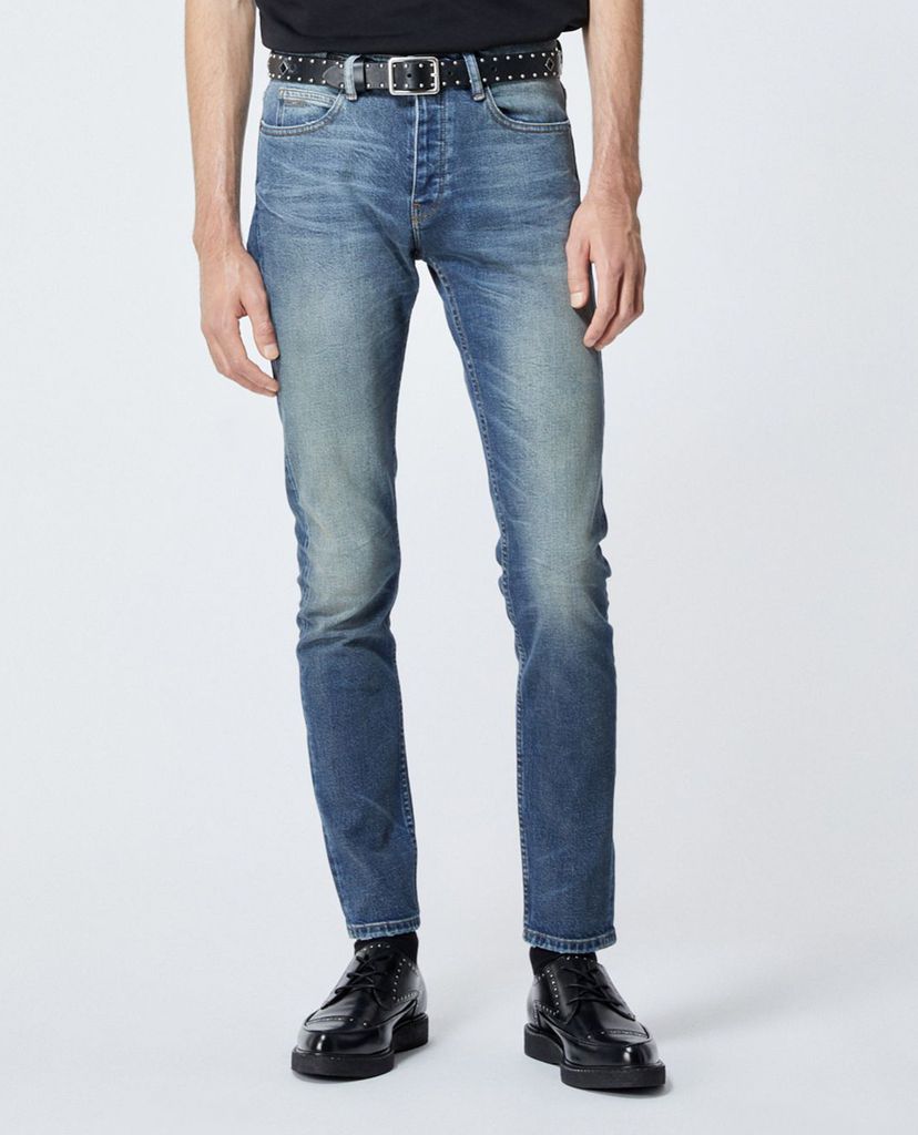 THE KOOPLES - Quần jeans nam cài nút Faded Slim Blue
