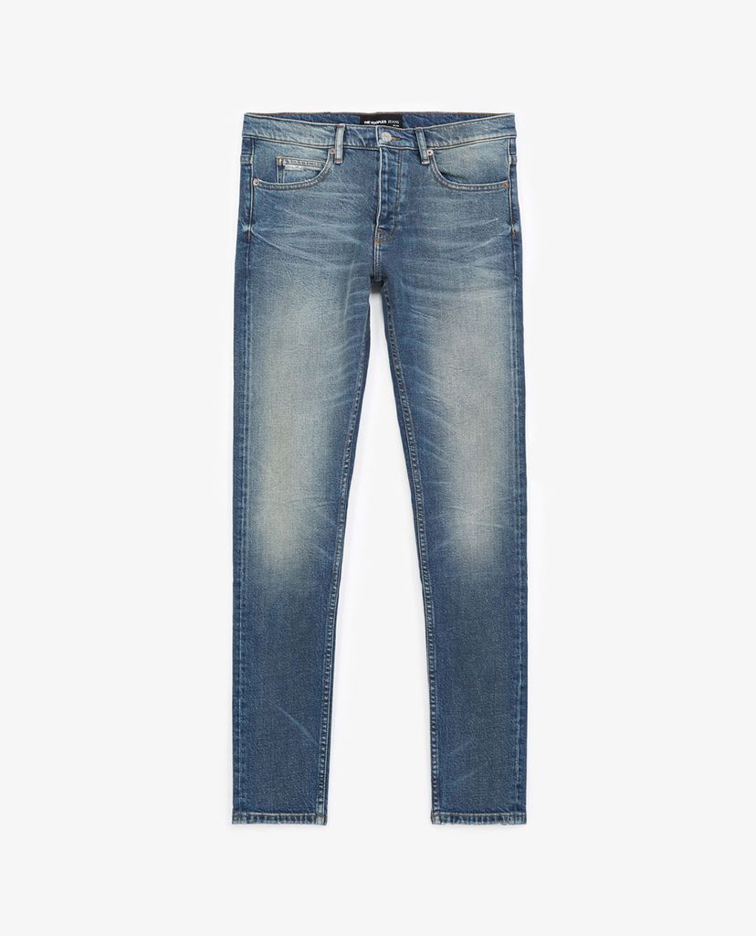 THE KOOPLES - Quần jeans nam cài nút Faded Slim Blue
