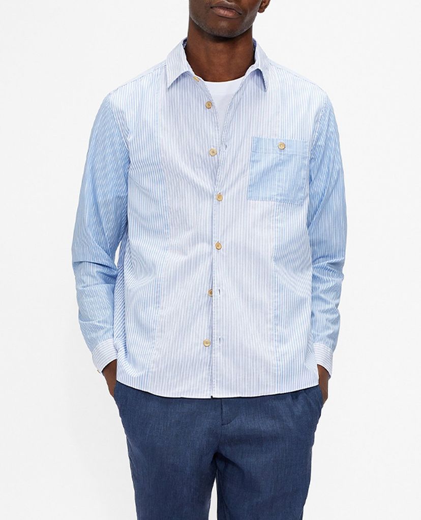 TED BAKER - Áo sơ mi nam tay dài kẻ sọc LS Mix Starrin