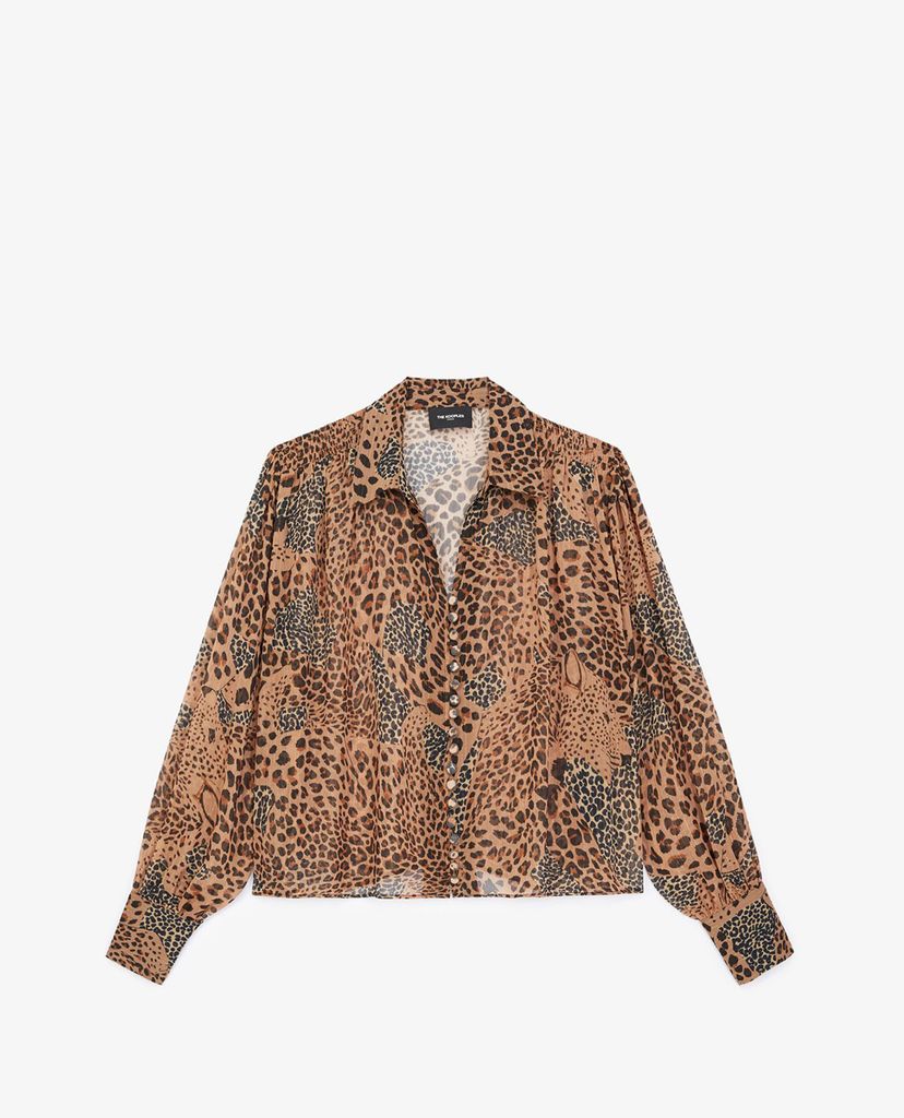 THE KOOPLES - Áo sơ mi nữ cổ bẻ tay dài Animal Motif