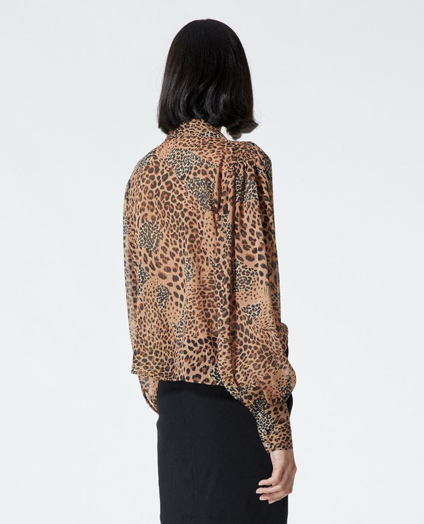 THE KOOPLES - Áo sơ mi nữ cổ bẻ tay dài Animal Motif