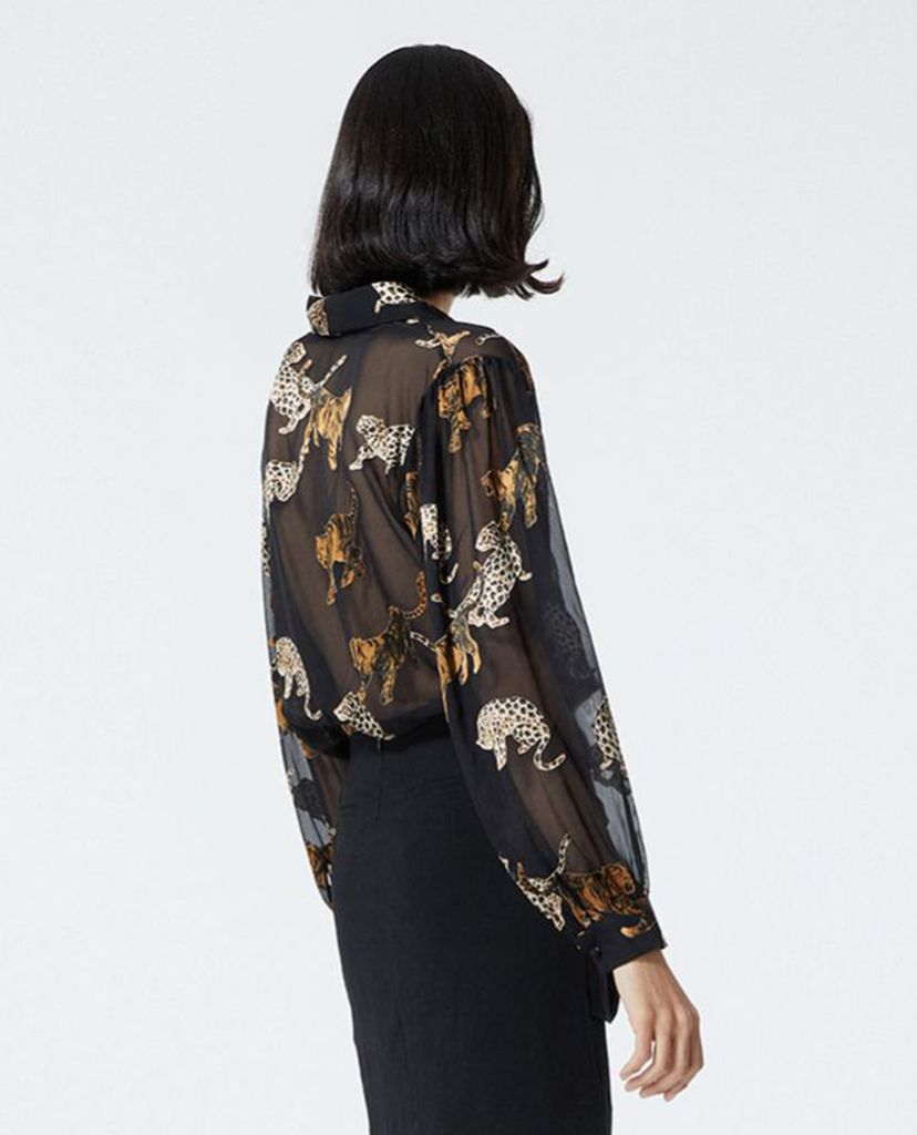 THE KOOPLES - Áo sơ mi nữ cổ bẻ tay dài Animal Print