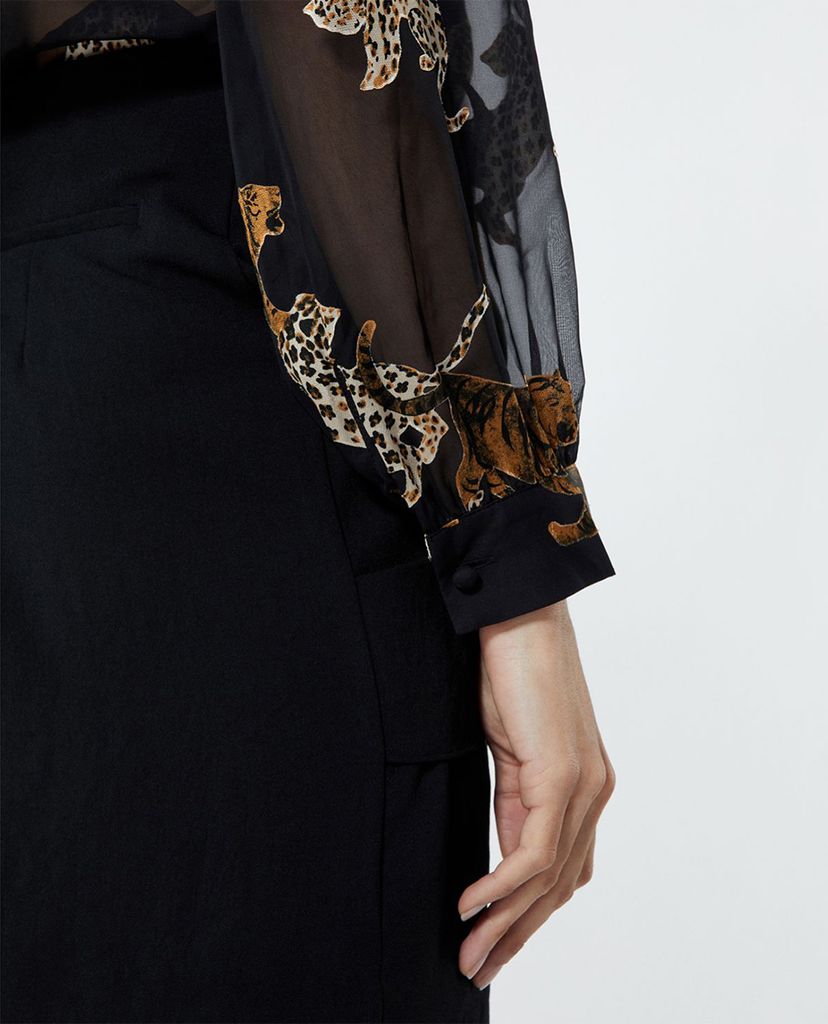 THE KOOPLES - Áo sơ mi nữ cổ bẻ tay dài Animal Print