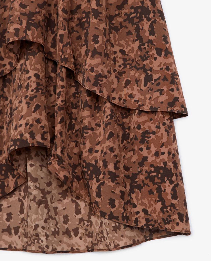 THE KOOPLES - Chân váy midi xếp tầng Long Flowing Print