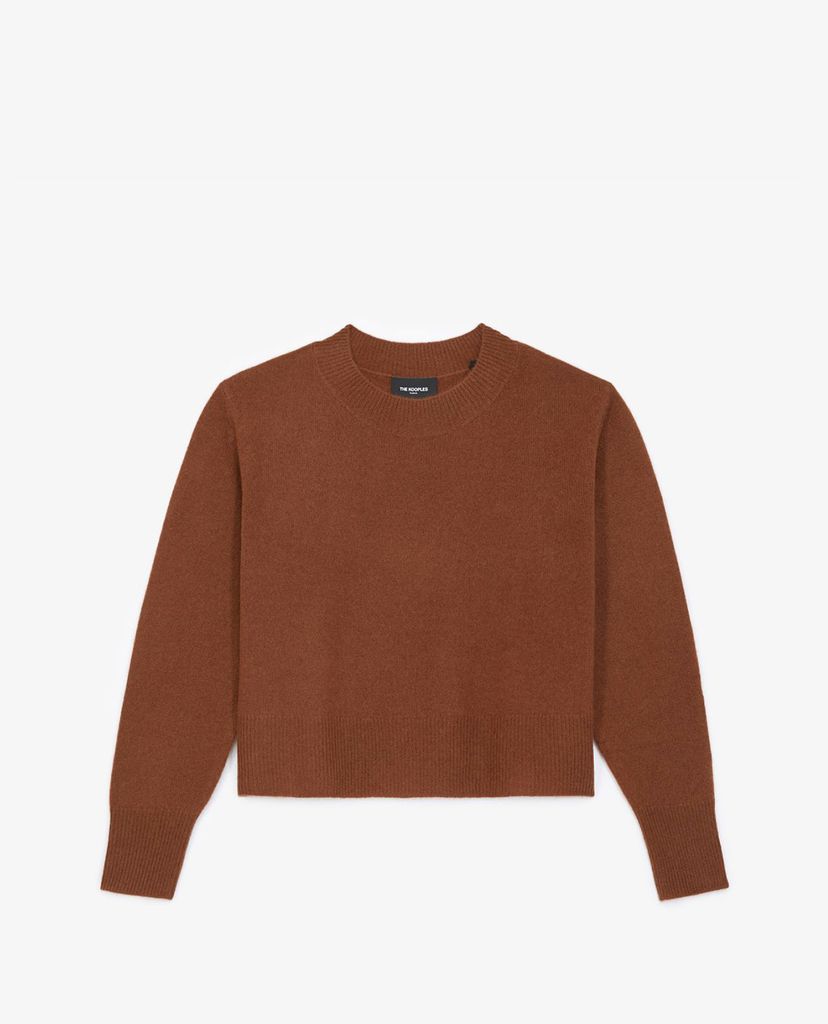 THE KOOPLES - Áo sweater nữ cổ tròn tay dài Plain Ecru Cashmere