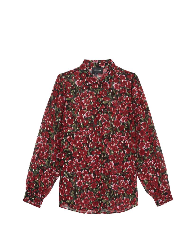 THE KOOPLES - Áo sơ mi nữ tay dài Burgundy Print