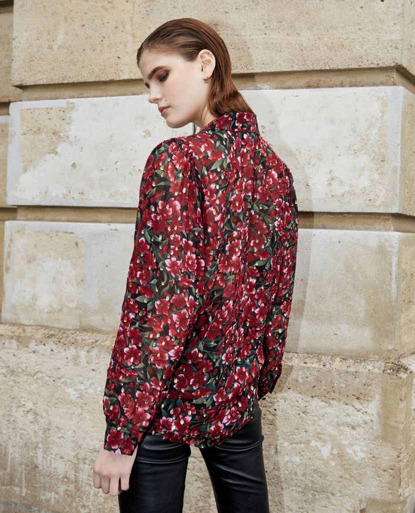THE KOOPLES - Áo sơ mi nữ tay dài Burgundy Print