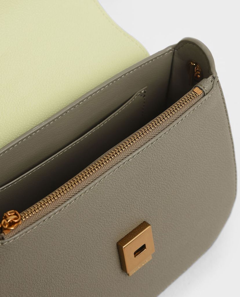 CHARLES & KEITH - Túi xách tay nắp gập Braided Front Flap