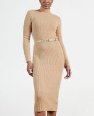 TED BAKER - Đầm midi dệt kim cổ cao tay dài Conniey Chunky
