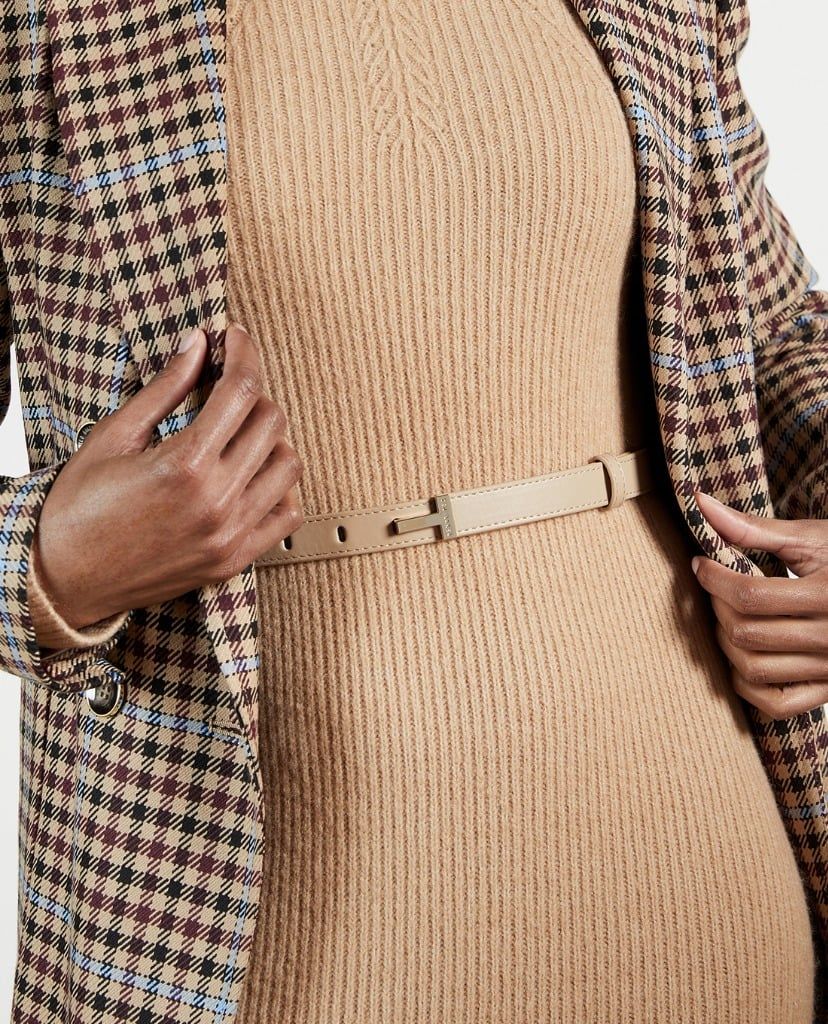 TED BAKER - Đầm midi dệt kim cổ cao tay dài Conniey Chunky