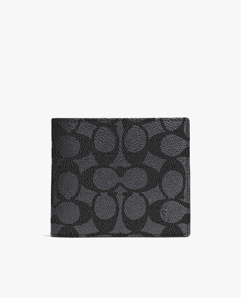 COACH - Ví da nam dạng gập Compact Id In Signature Canvas