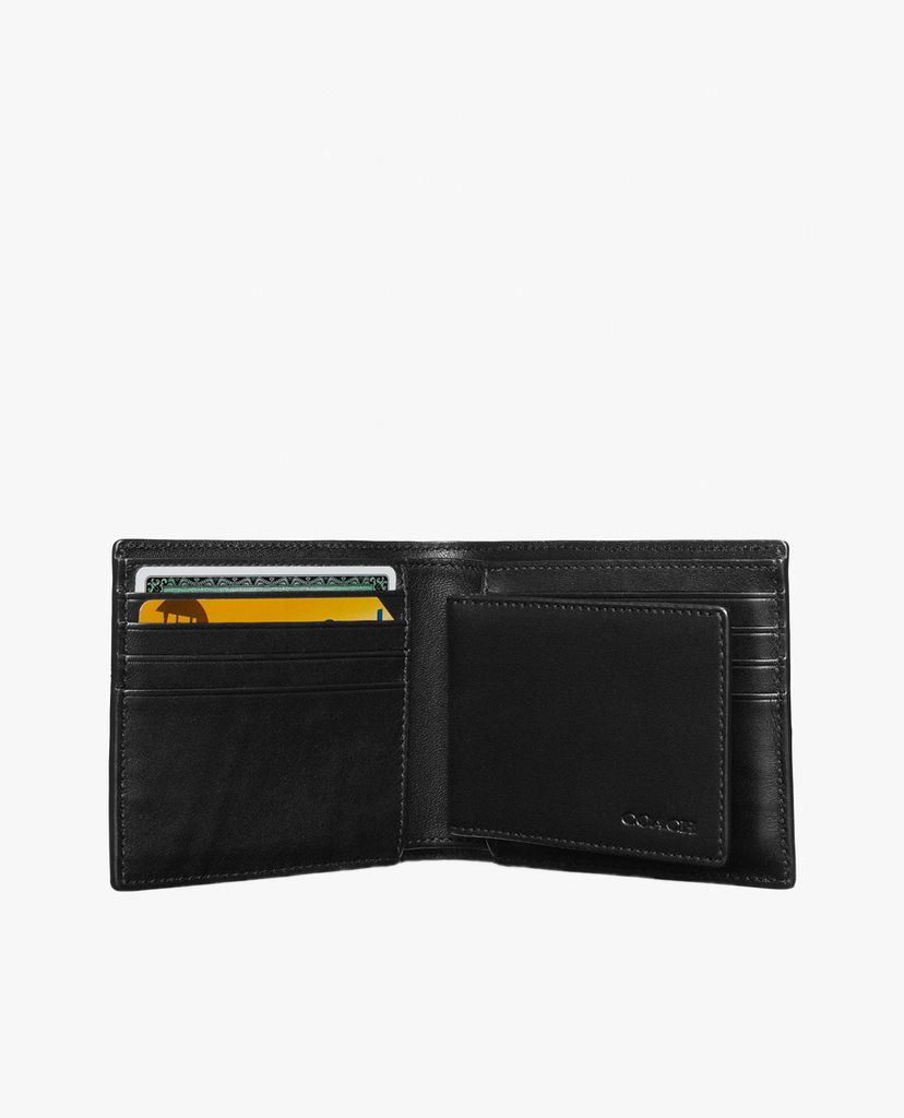 COACH - Ví da nam dạng gập Compact Id In Signature Canvas