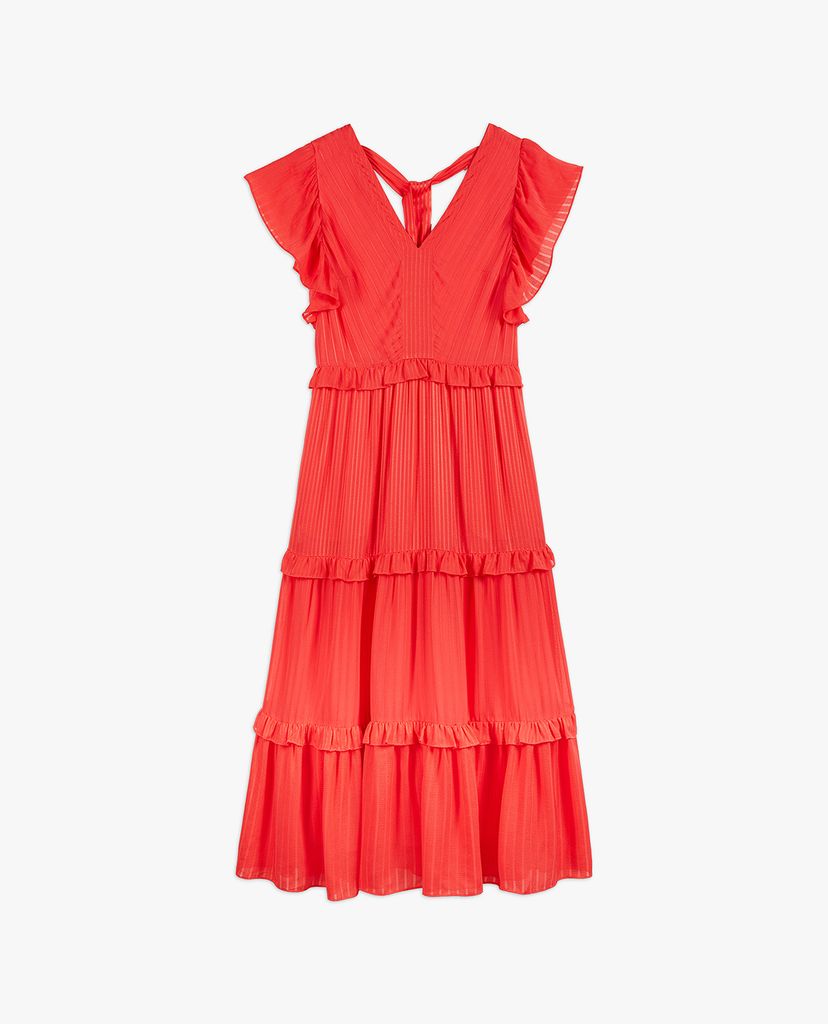 TED BAKER - Đầm midi cổ V xếp li Tiliana