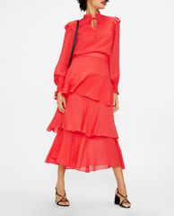 TED BAKER - Chân váy midi xếp tầng Enok