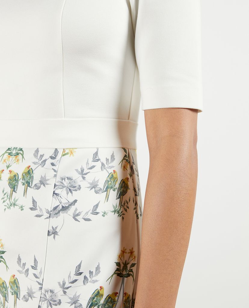 TED BAKER - Đầm mini cổ tròn ngắn tay phom ôm Popina