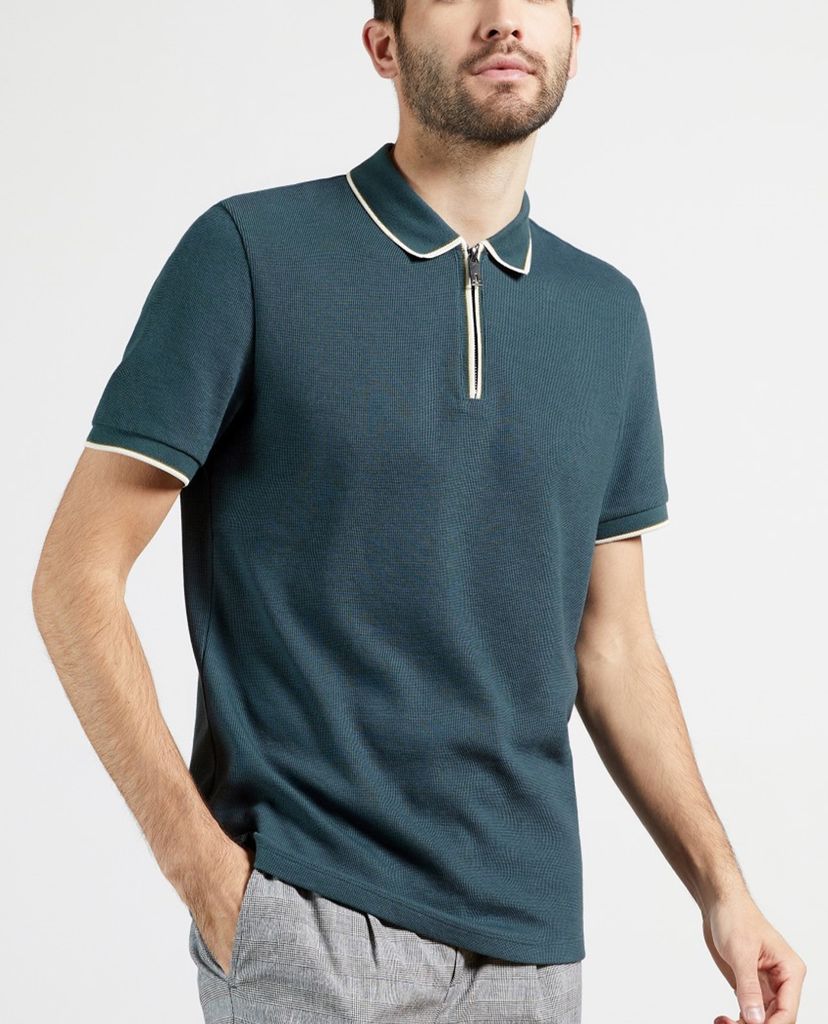 TED BAKER - Áo polo nam tay ngắn khóa zip Sello