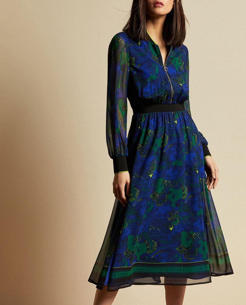 TED BAKER - Đầm midi phối khóa zip Maesie
