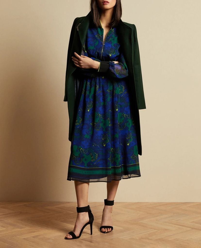 TED BAKER - Đầm midi phối khóa zip Maesie