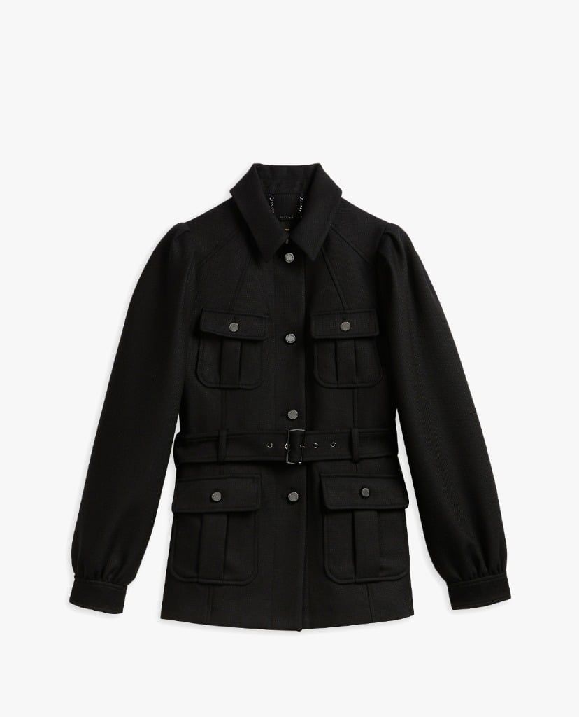TED BAKER - Áo khoác kiểu nữ cổ gập tay dài phối thắt lưng Harrika